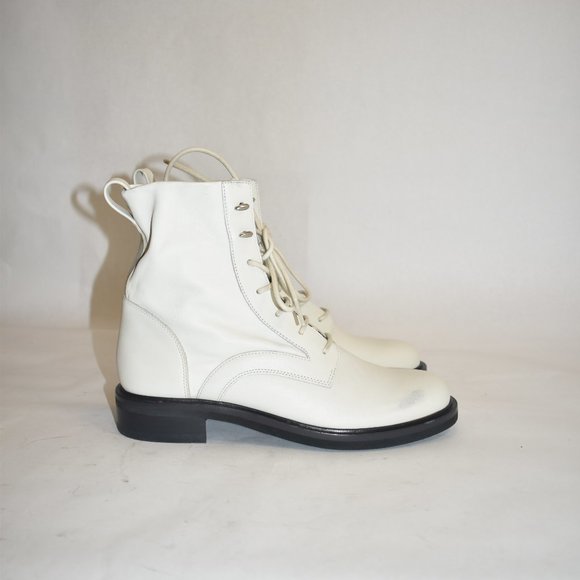 $550 RAG & BONE Slayton Combat Boot EDGY LEATHER ANTIQUE WHITE 38.5 (D11) - Picture 4 of 12